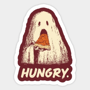 Hungry Ghost Eating Pizza Funny Halloween Shirt Sticker